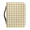 Beige And White Check Pattern Print Leather Bible Cover