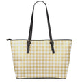 Beige And White Check Pattern Print Leather Tote Bag With Zipper