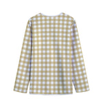 Beige And White Check Pattern Print Long Sleeve Short Coat