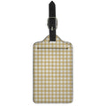 Beige And White Check Pattern Print Luggage Tag
