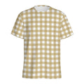 Beige And White Check Pattern Print Men's Athletic T-Shirt