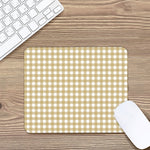 Beige And White Check Pattern Print Mouse Pad