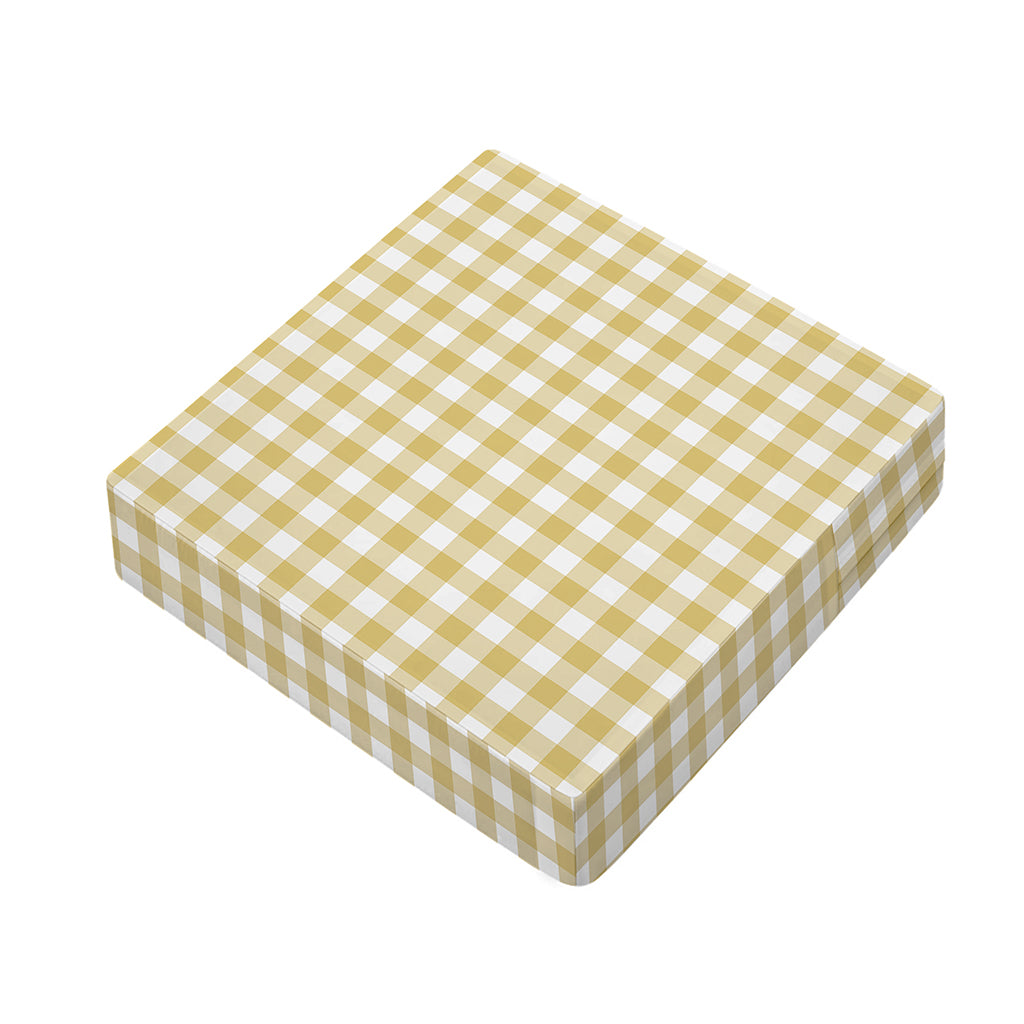 Beige And White Check Pattern Print Outdoor Seat Cushion Cover