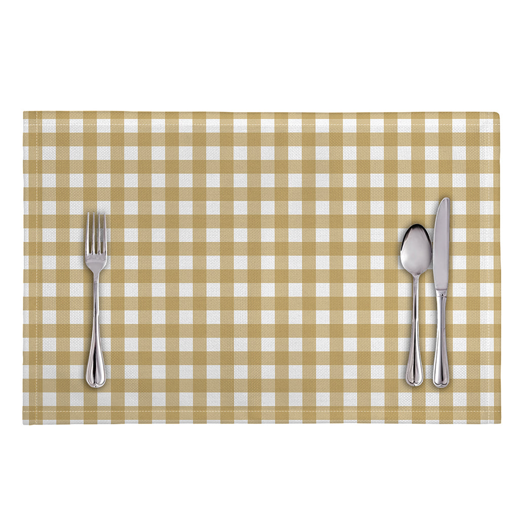 Beige And White Check Pattern Print Placemat