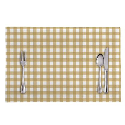 Beige And White Check Pattern Print Placemat