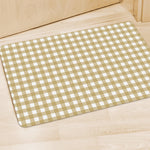 Beige And White Check Pattern Print Polyester Doormat