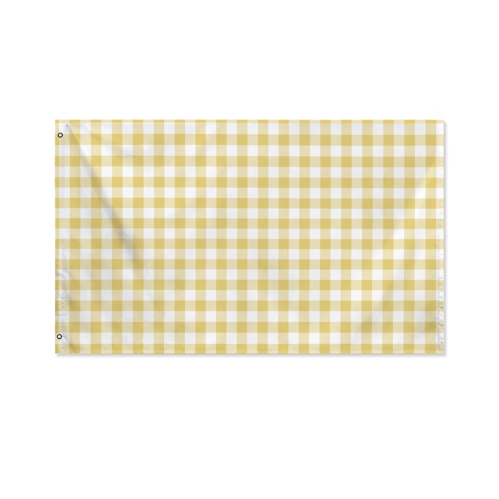 Beige And White Check Pattern Print Polyester Flag