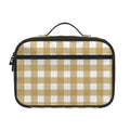 Beige And White Check Pattern Print Portable Lunch Bag