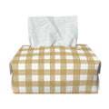 Beige And White Check Pattern Print Rectangle Tissue Box Cover