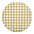 Beige And White Check Pattern Print Round Blanket