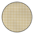 Beige And White Check Pattern Print Round Floor Mat