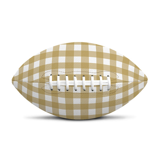 Beige And White Check Pattern Print Rugby Ball