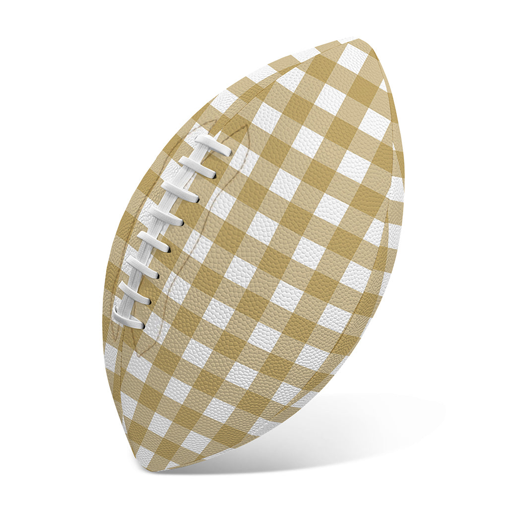 Beige And White Check Pattern Print Rugby Ball