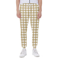 Beige And White Check Pattern Print Joggers