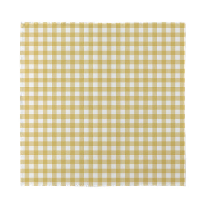 Beige And White Check Pattern Print Silk Bandana