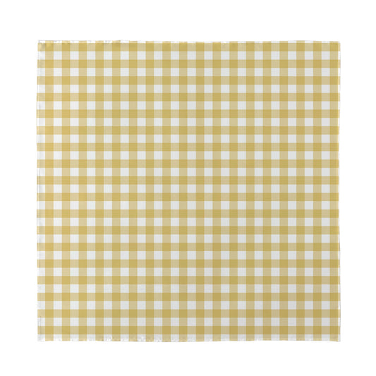 Beige And White Check Pattern Print Silk Bandana