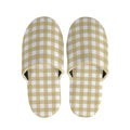 Beige And White Check Pattern Print Slippers