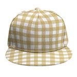 Beige And White Check Pattern Print Snapback Cap