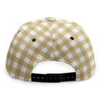 Beige And White Check Pattern Print Snapback Cap