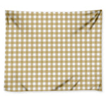 Beige And White Check Pattern Print Tapestry
