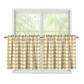 Beige And White Check Pattern Print Tier Curtains