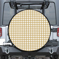 Beige And White Check Pattern Print Tire Cover