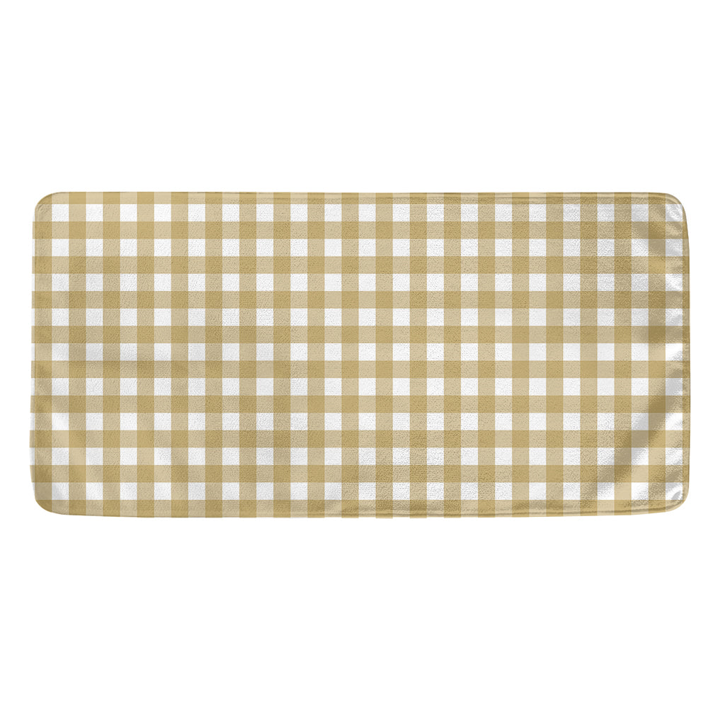 Beige And White Check Pattern Print Towel