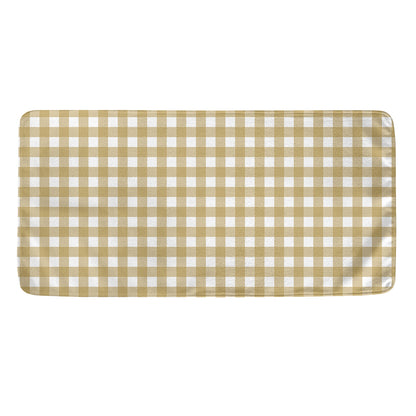 Beige And White Check Pattern Print Towel