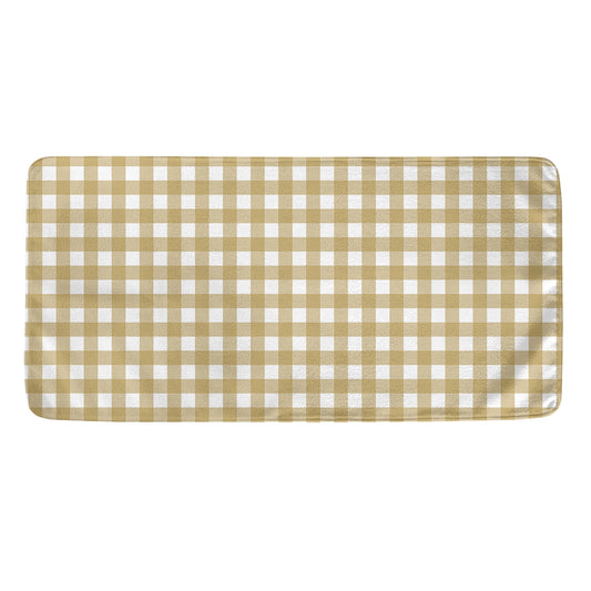 Beige And White Check Pattern Print Towel