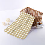 Beige And White Check Pattern Print Towel