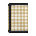 Beige And White Check Pattern Print Trifold Wallet