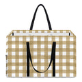 Beige And White Check Pattern Print Utility Tote Bag