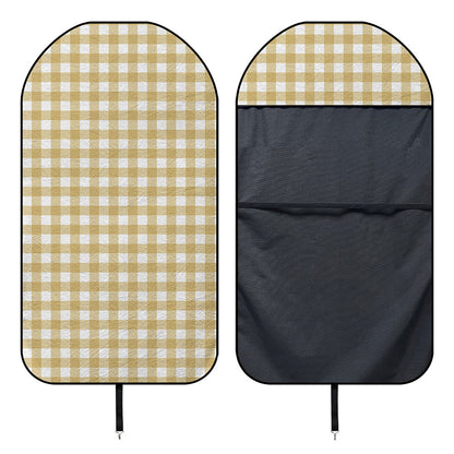 Beige And White Check Pattern Print Waterproof Car Seat Cover