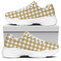 Beige And White Check Pattern Print White Chunky Shoes