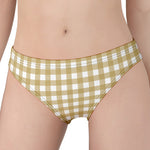 Beige And White Check Pattern Print Women's Panties