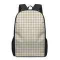 Beige And White Gingham Pattern Print 17 Inch Backpack