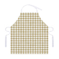 Beige And White Gingham Pattern Print Adjustable Apron