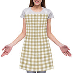 Beige And White Gingham Pattern Print Adjustable Apron