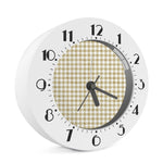 Beige And White Gingham Pattern Print Alarm Clock