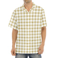 Beige And White Gingham Pattern Print Aloha Shirt