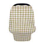 Beige And White Gingham Pattern Print Baby Seat Cover