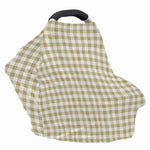 Beige And White Gingham Pattern Print Baby Seat Cover