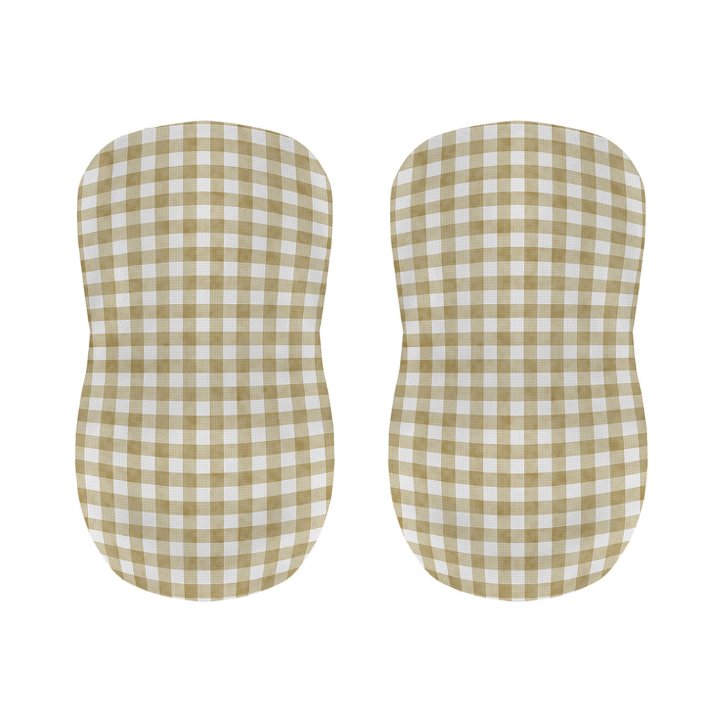 Beige And White Gingham Pattern Print Bar Stool Covers