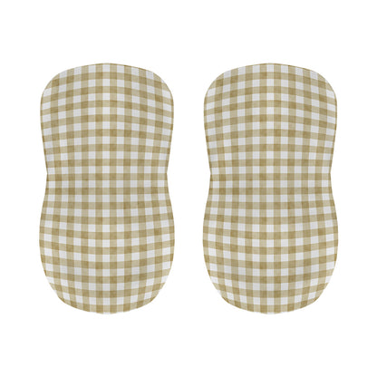 Beige And White Gingham Pattern Print Bar Stool Covers