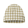 Beige And White Gingham Pattern Print Beanie
