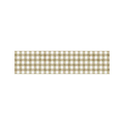 Beige And White Gingham Pattern Print Bed Runner
