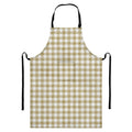 Beige And White Gingham Pattern Print Bib Apron With Pocket