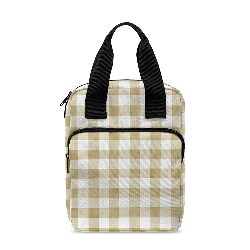 Beige And White Gingham Pattern Print Bible Tote Bag