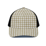 Beige And White Gingham Pattern Print Black Mesh Trucker Cap