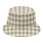 Beige And White Gingham Pattern Print Bucket Hat